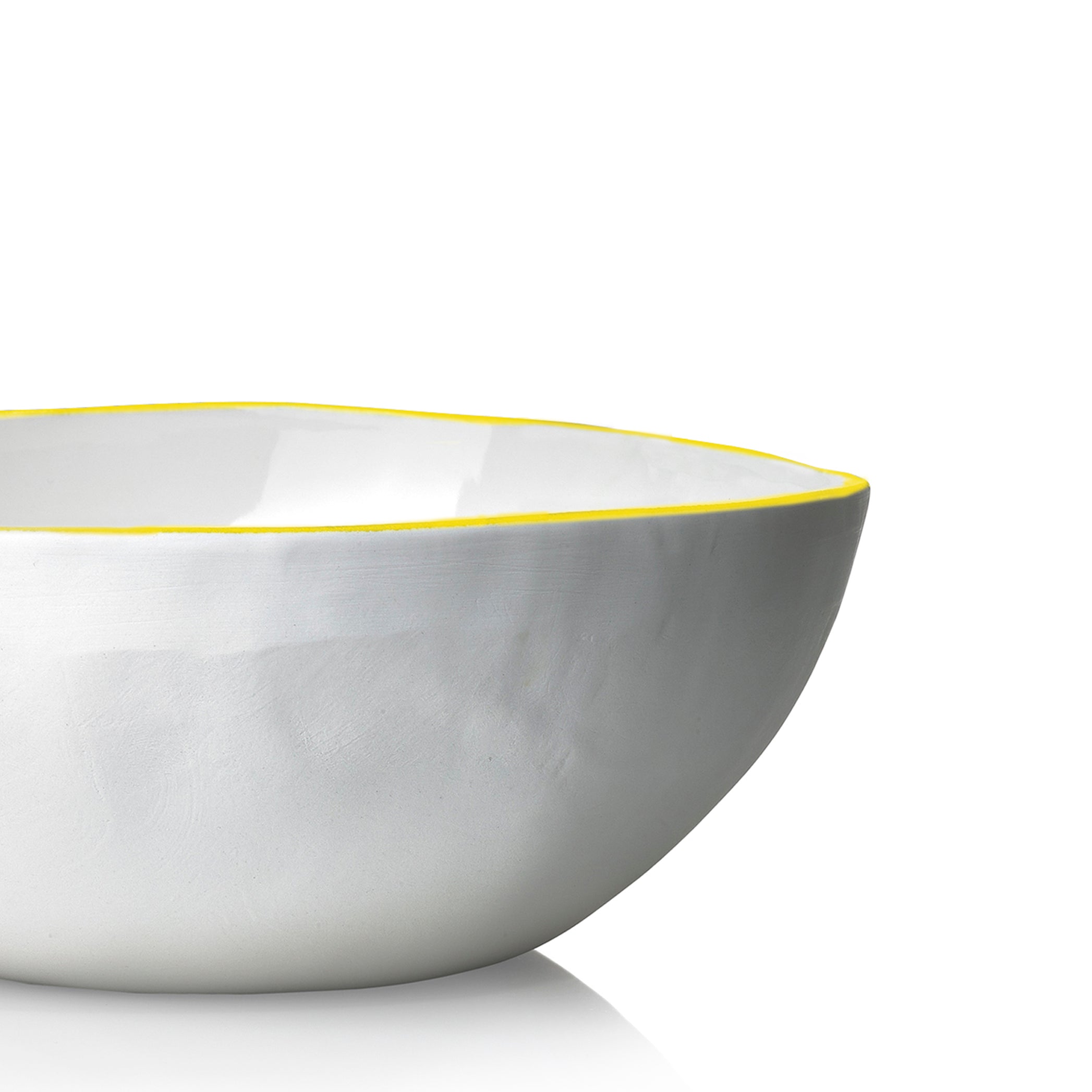 Summerill & Bishop Handmade 30cm Porcelain Medium Salad Bowl with Yellow Rim