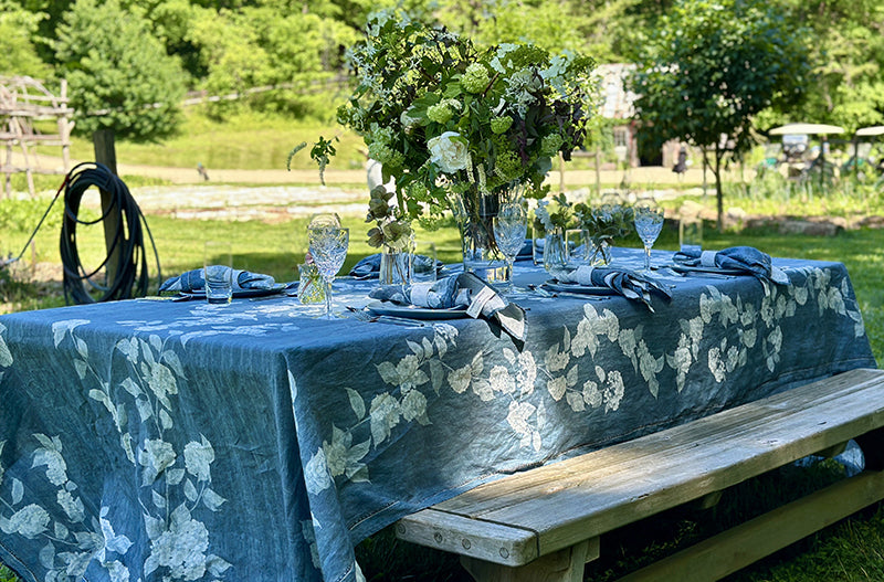 The 'Denim Hydrangea' Table Linen Collection