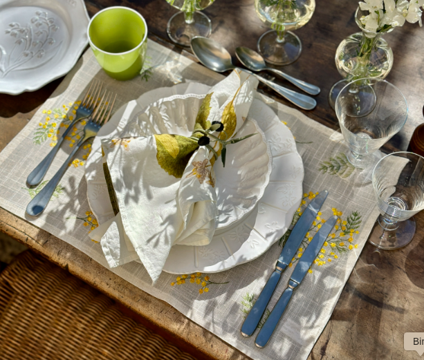 Our New Mimosa Embroidered Placemat 🌼