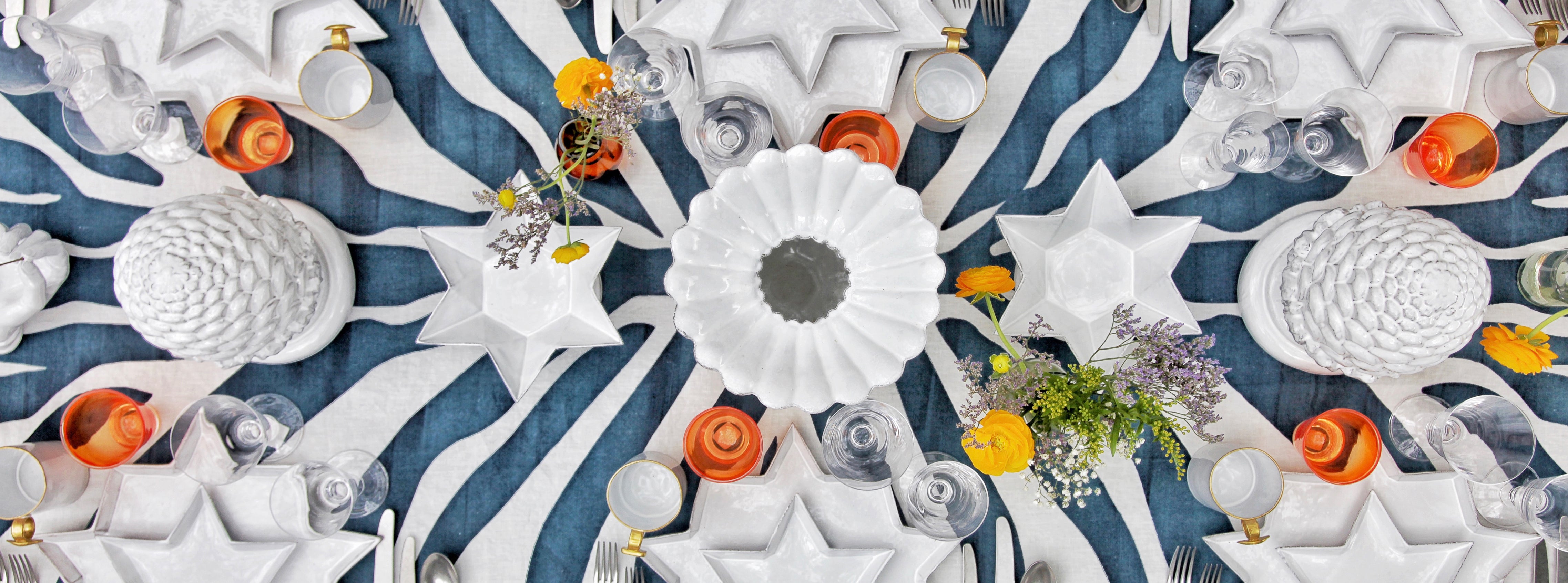 Blue 'Zebra' Tablescape