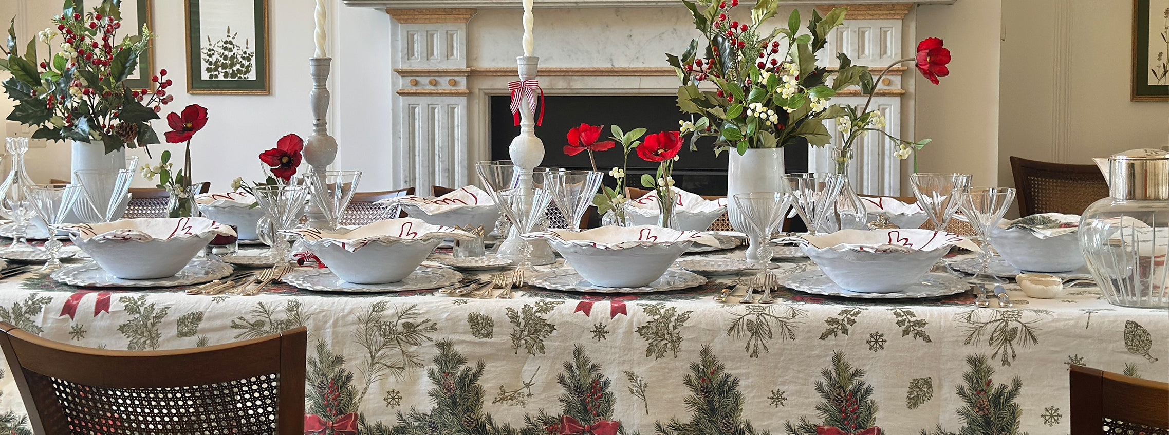 Garland & Doves: A Christmas Tablescape