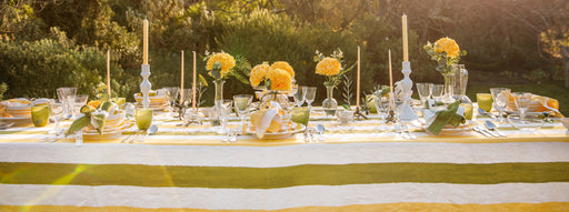 'Stripe' Tablescape in Avocado Green & Lemon Yellow
