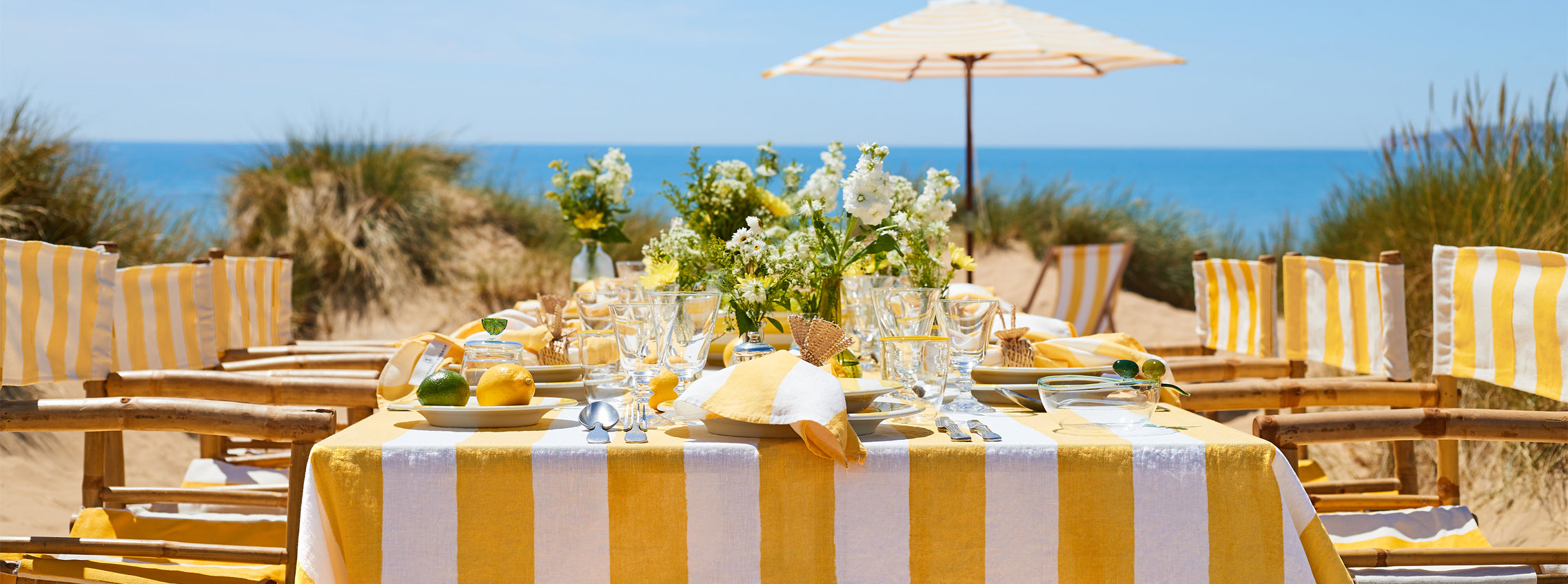 Yellow 'Stripe' Outdoor Tablescape