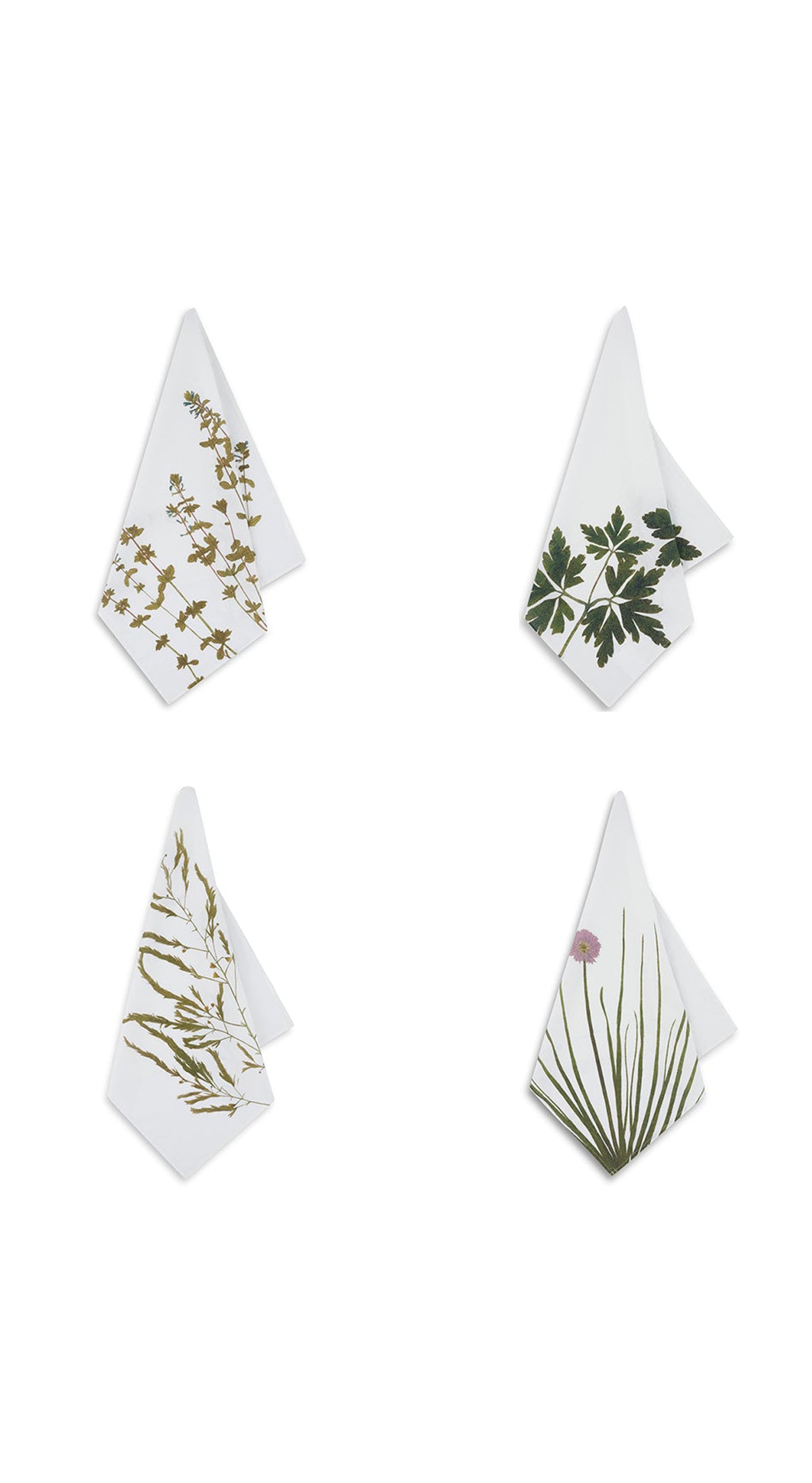 Set of Four 'Gastronomic' Herb Linen Napkins, 50x50cm