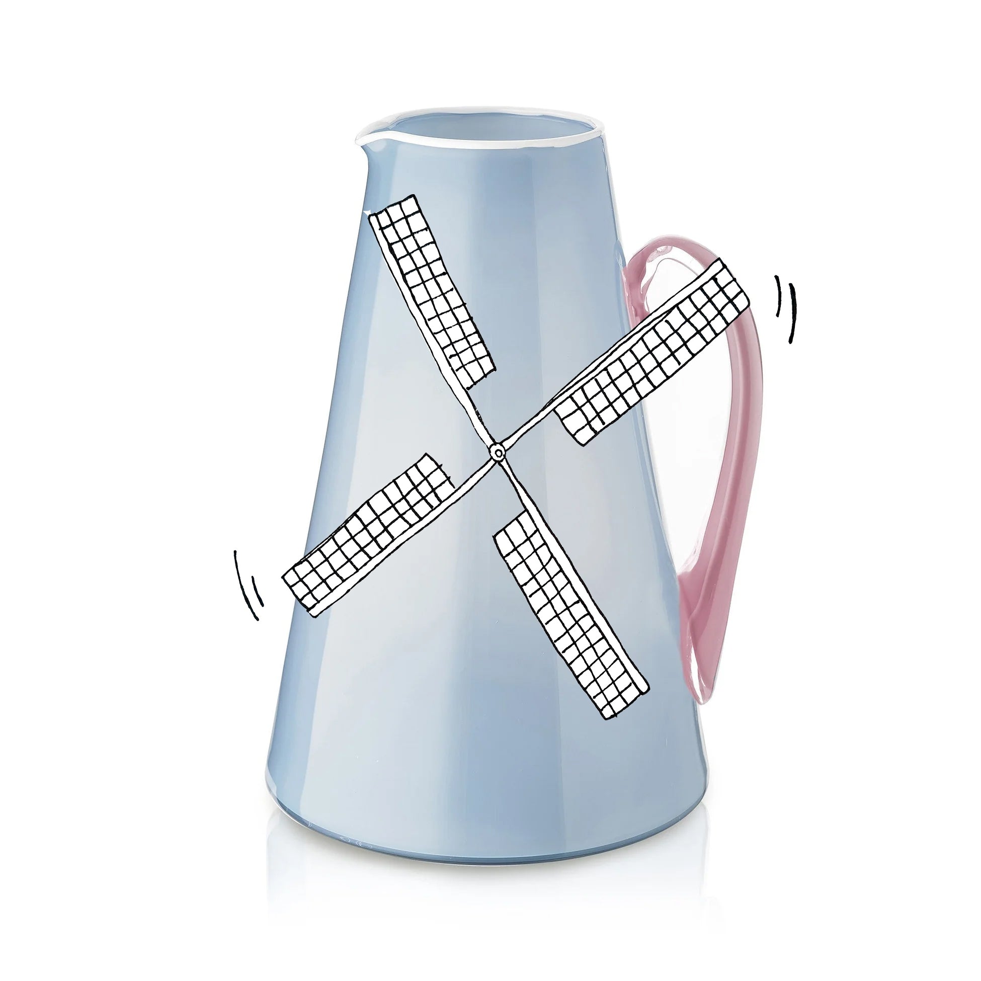 Handblown Glass Bumba Jug in Powder Blue and Rose Pink, 3lt