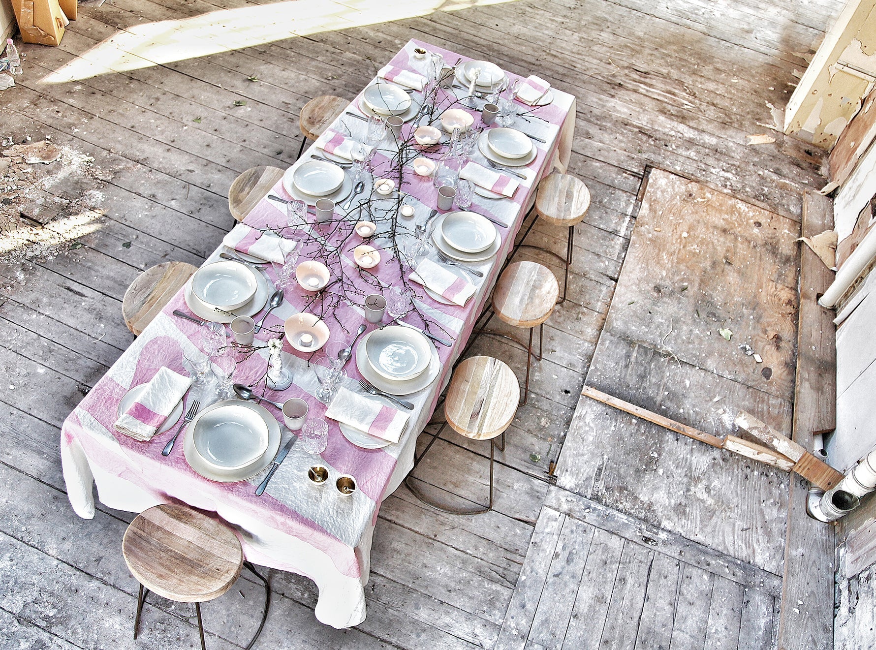 Bespoke Word Linen Tablecloth in Rose Pink