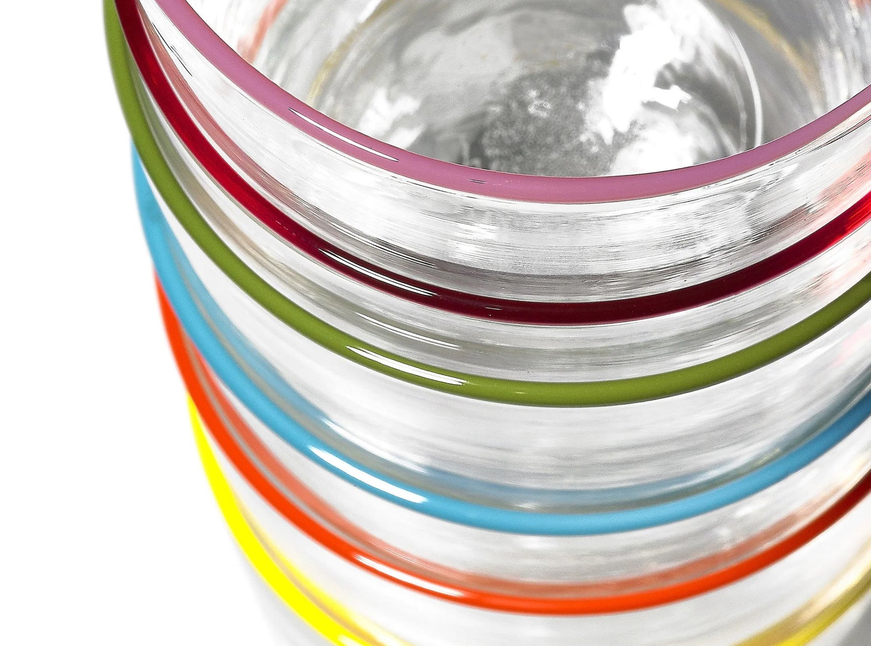 Handblown Clear Bumba Glass Tumbler with Claret Red Rim, 30cl