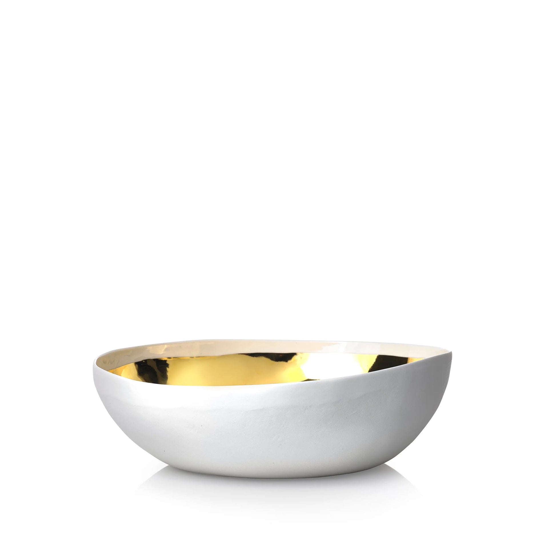 Handmade Medium Salad Bowl with Gold Glaze, 30cm