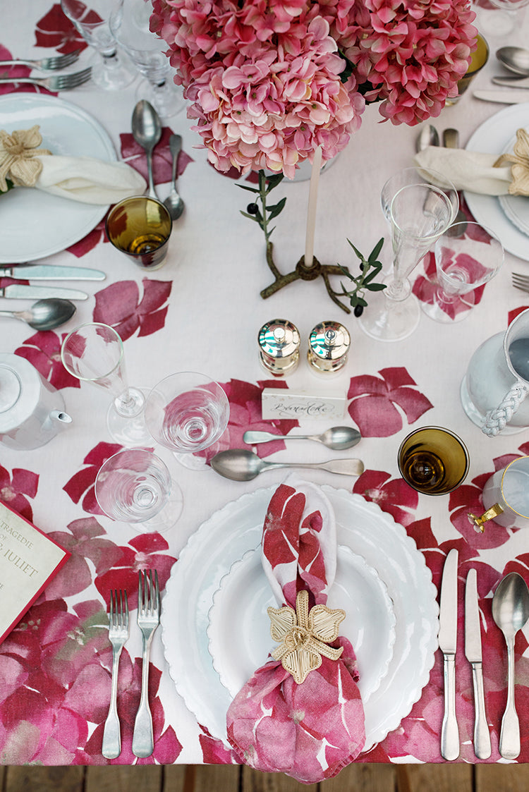 'Hydrangea' Linen Napkin in Pink, 50x50cm
