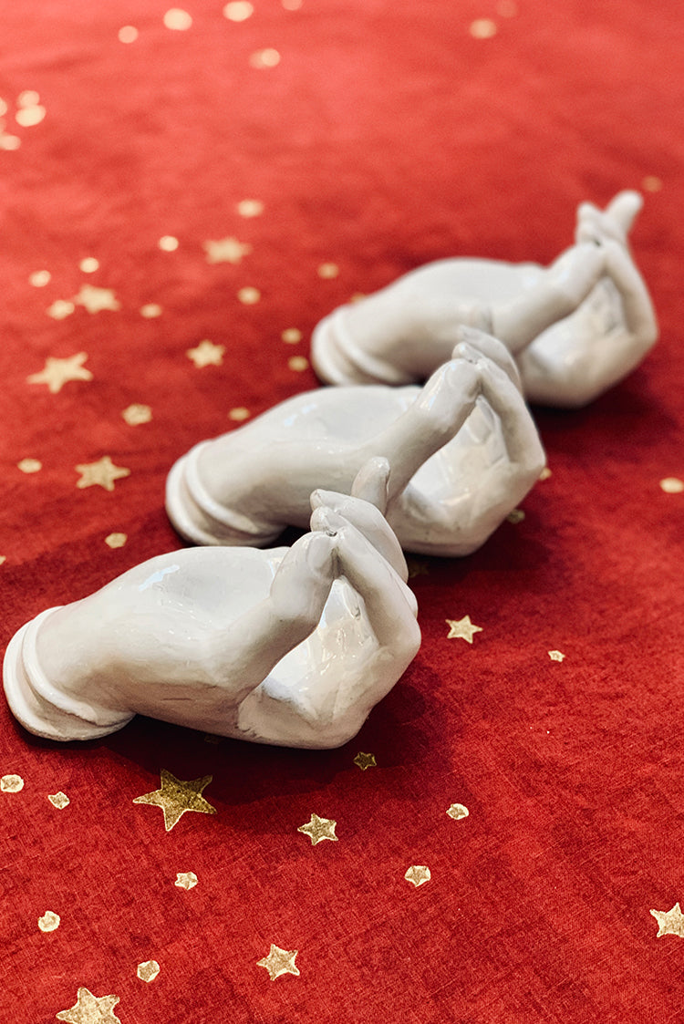 Falling Stars Linen Napkin in Claret Red, 50x50cm