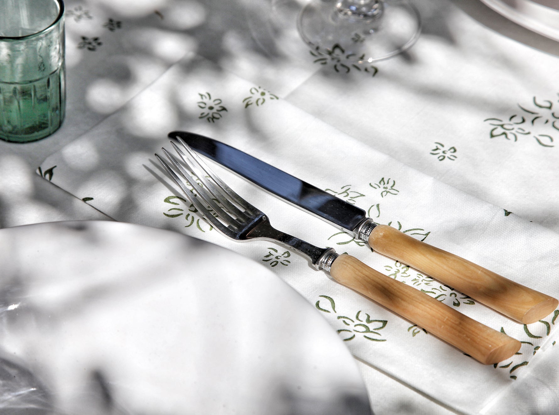 Summerill & Bishop Falling Flower Paper Tablecloth in Avocado Green