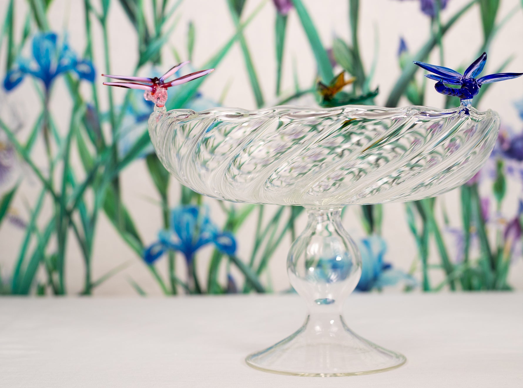 S&B Exclusive Handblown Glass Dragonflies Fruit Platter
