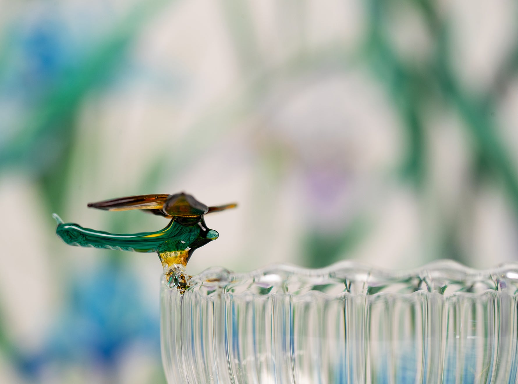 S&B Exclusive Handblown Glass Dragonflies Fruit Platter