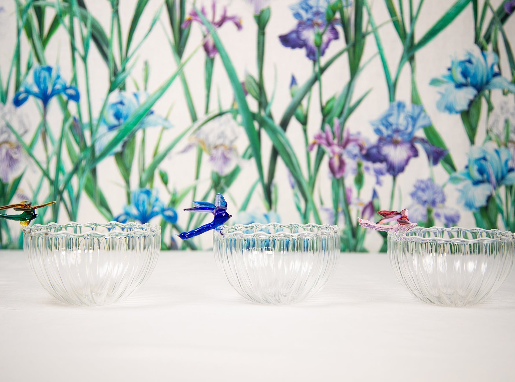 S&B Exclusive Handblown Glass Dragonfly Bowl in Blue