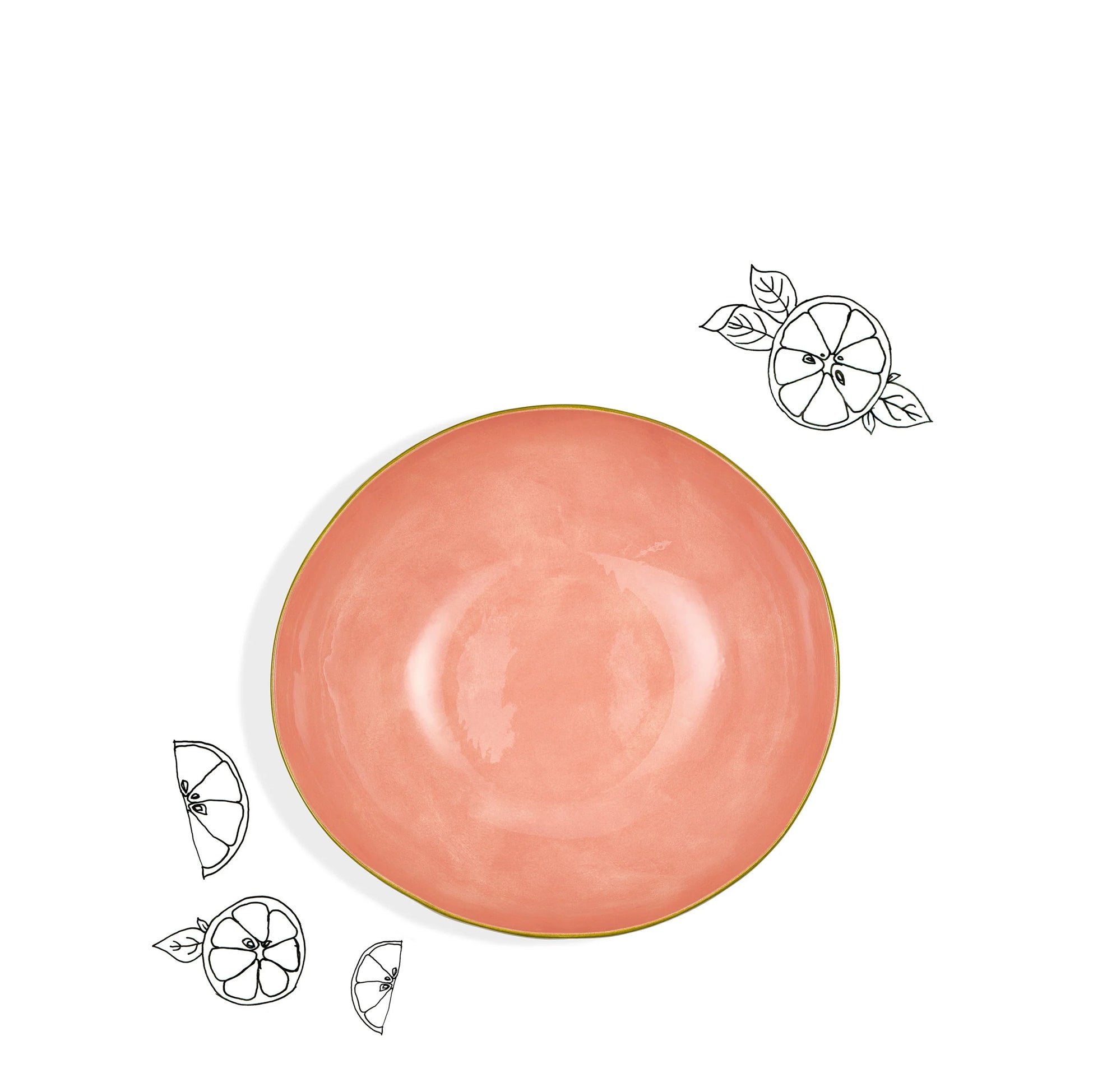 Summerill & Bishop Handmade 30cm Porcelain Medium Salad Bowl in Two Tone Pink and Green