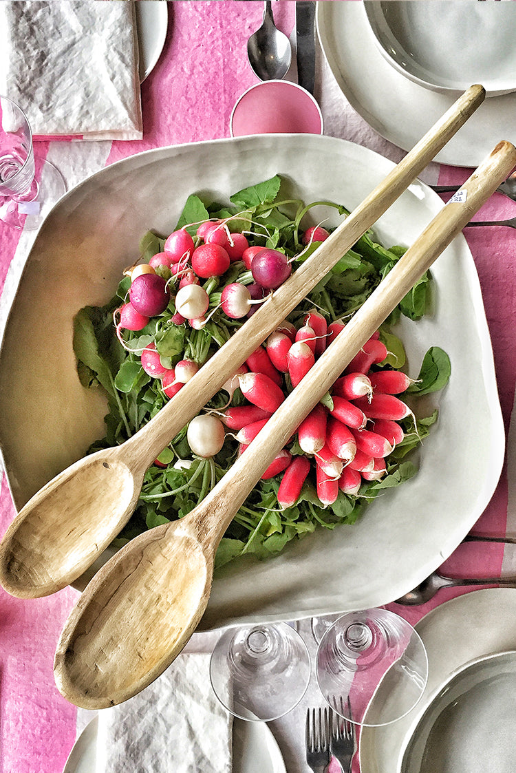 'Amour' Word Linen Tablecloth in Rose Pink