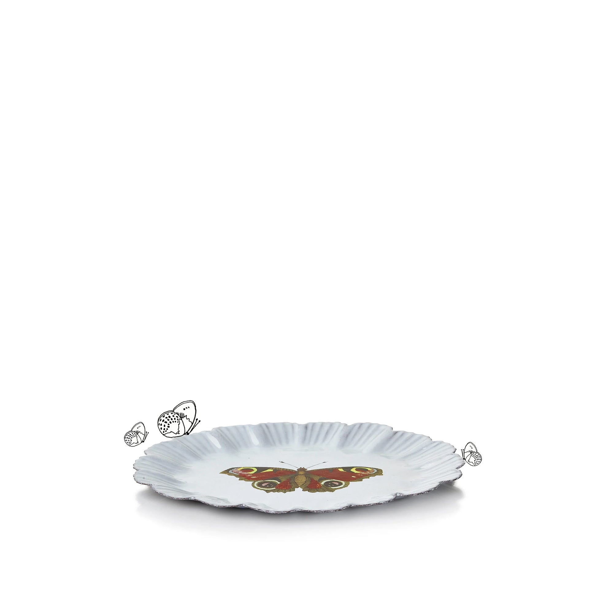 Burgundy Butterfly Dinner Plate by Astier de Villatte, 26.6cm