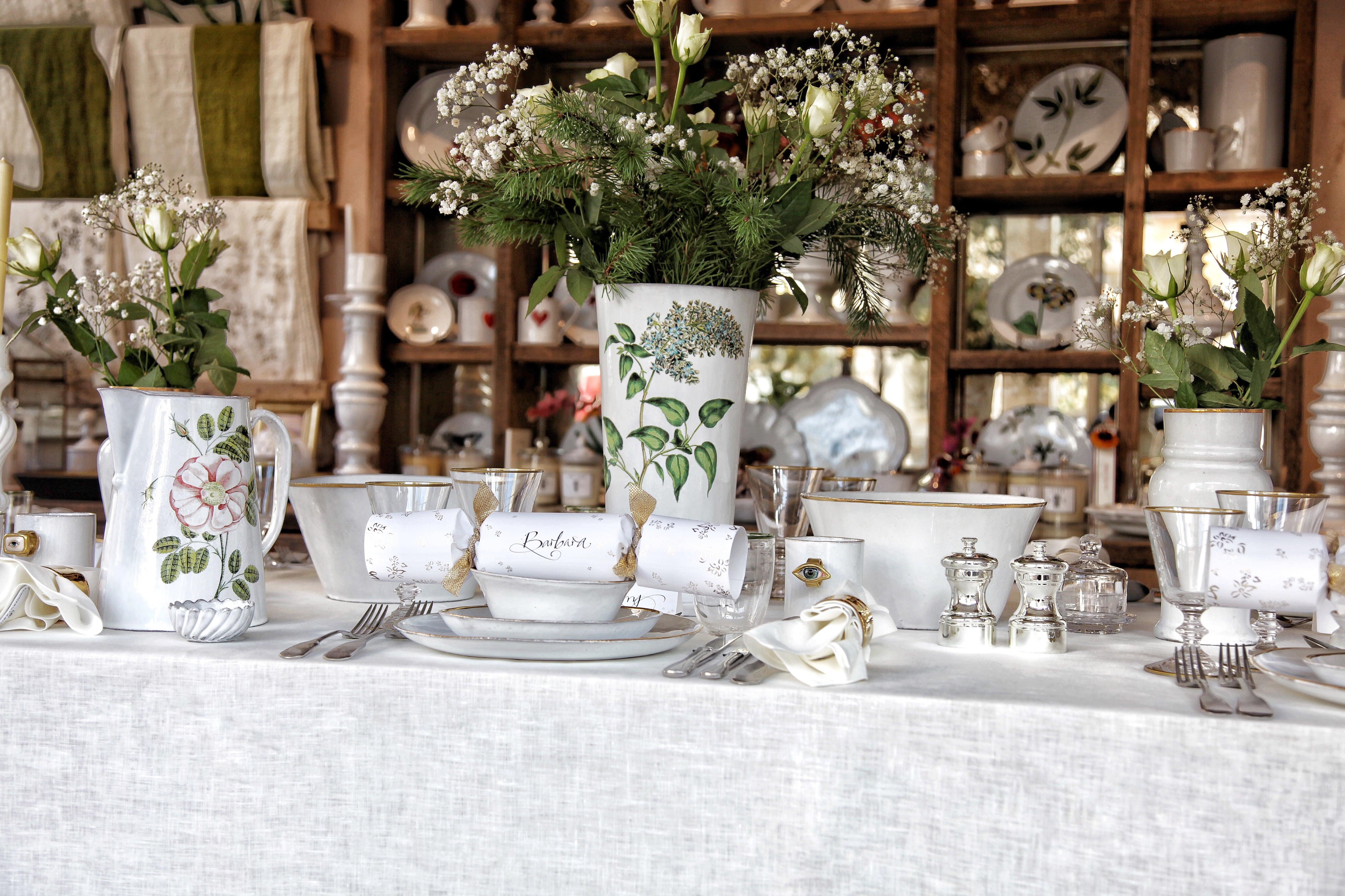Crésus Salad Bowl with Gold Rim by Astier de Villatte, 25cm