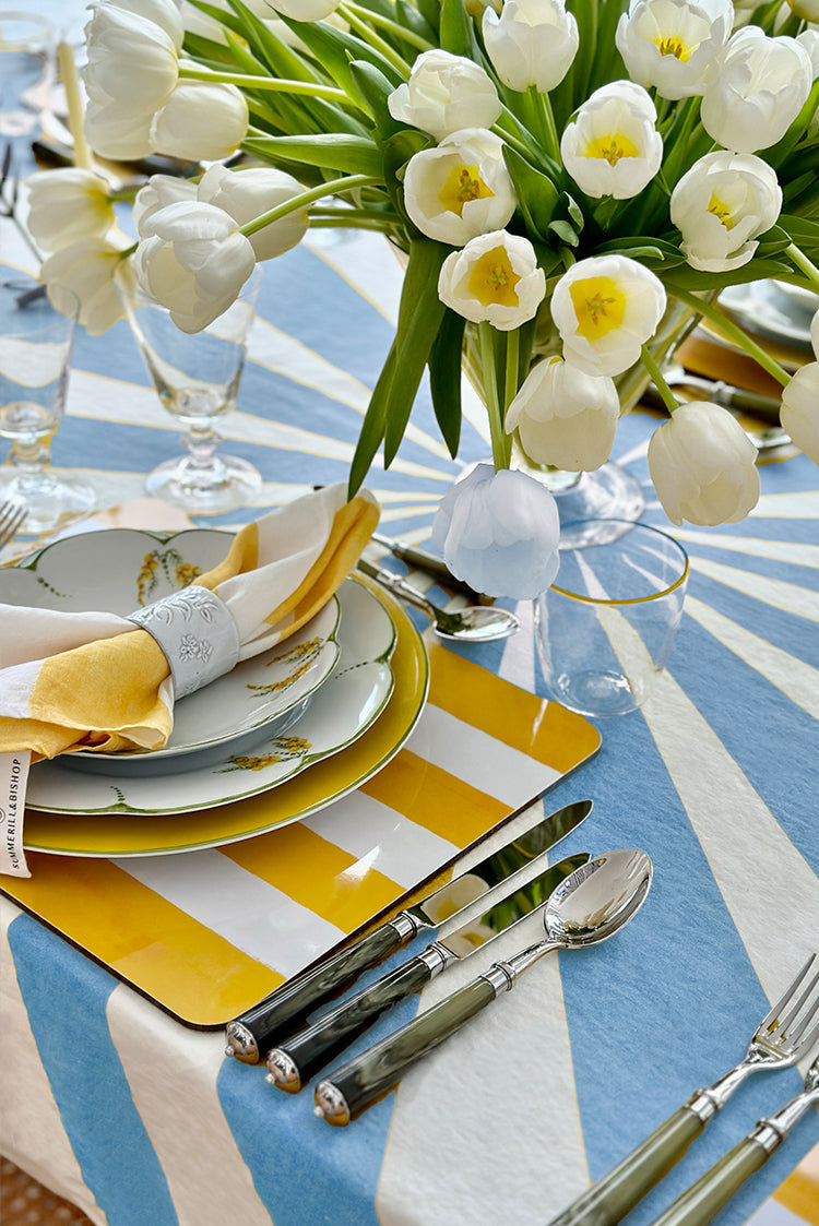 'Le Cirque' Linen Tablecloth in Blue