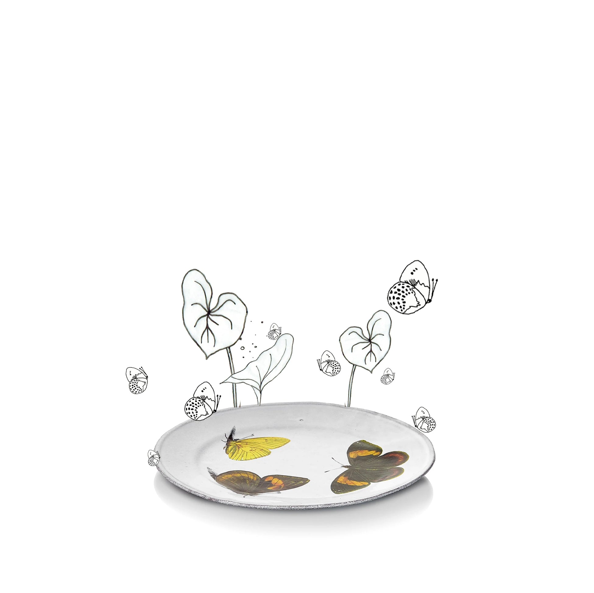 Three Butterflies Plate by Astier de Villatte, 19cm