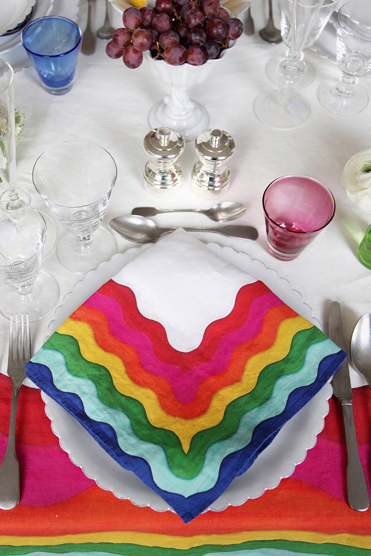 Sunrise Rainbow Linen Napkin in Multicolours, 50x50cm