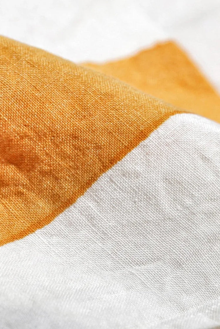 'Cornice' Linen Napkin in Mustard Yellow, 50x50cm