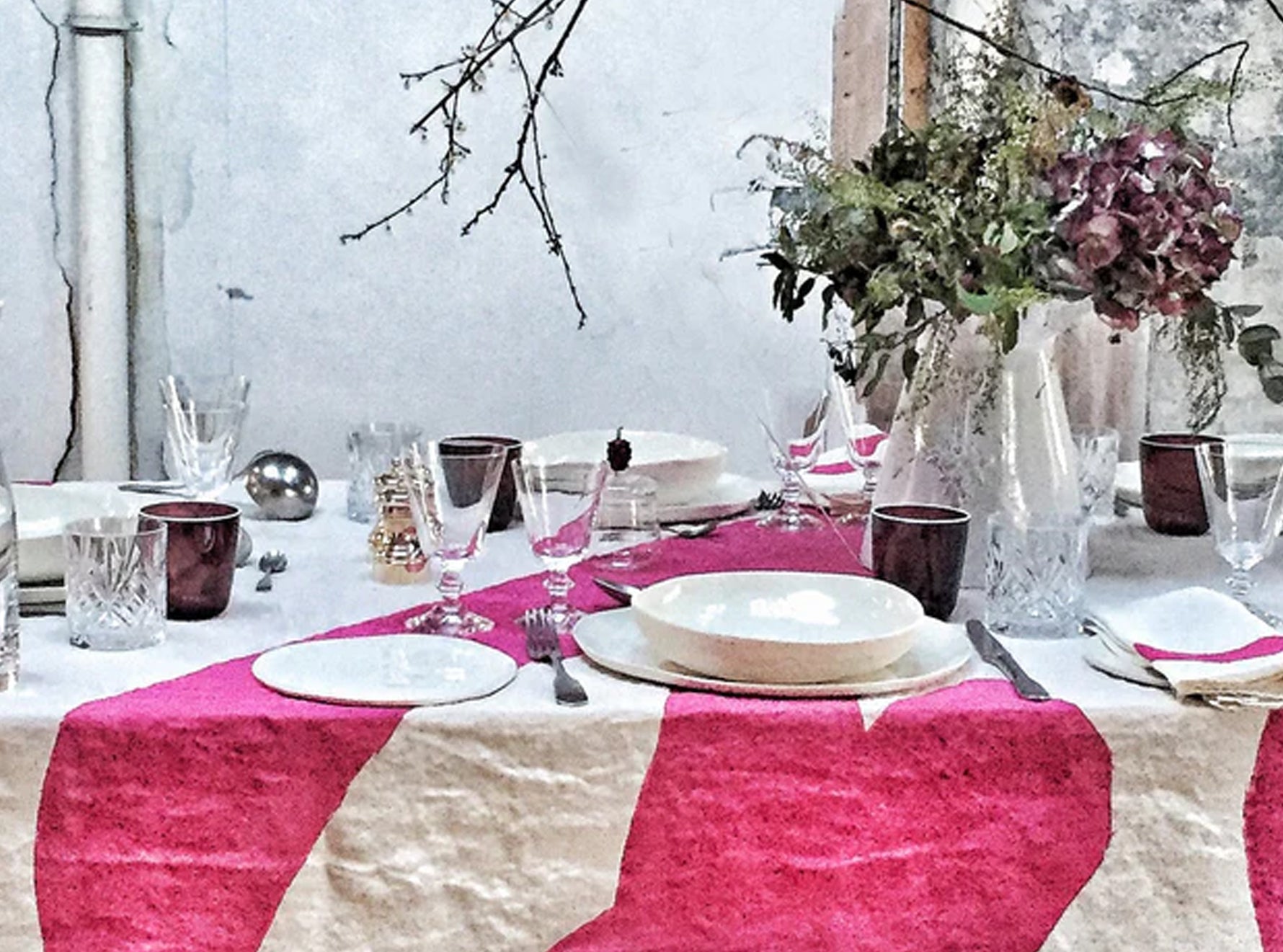 'Fuck' Word Linen Tablecloth in Fuchsia Pink