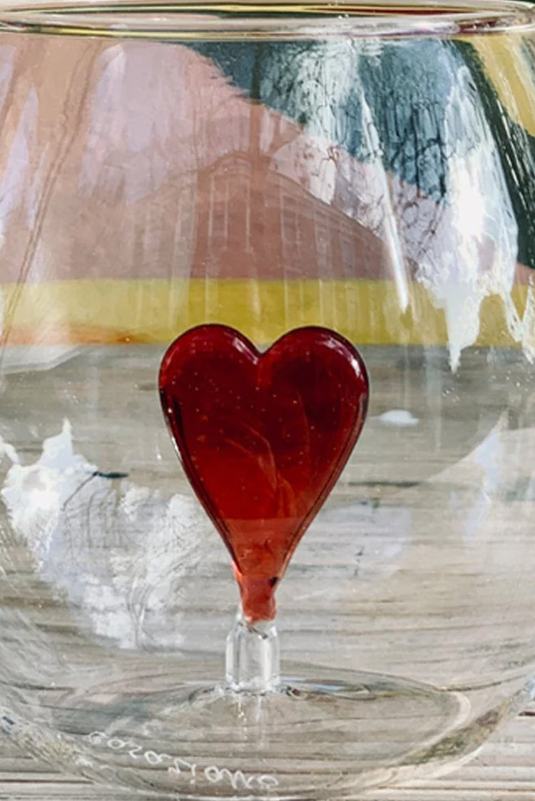 Handblown Murano Floating Heart Glass