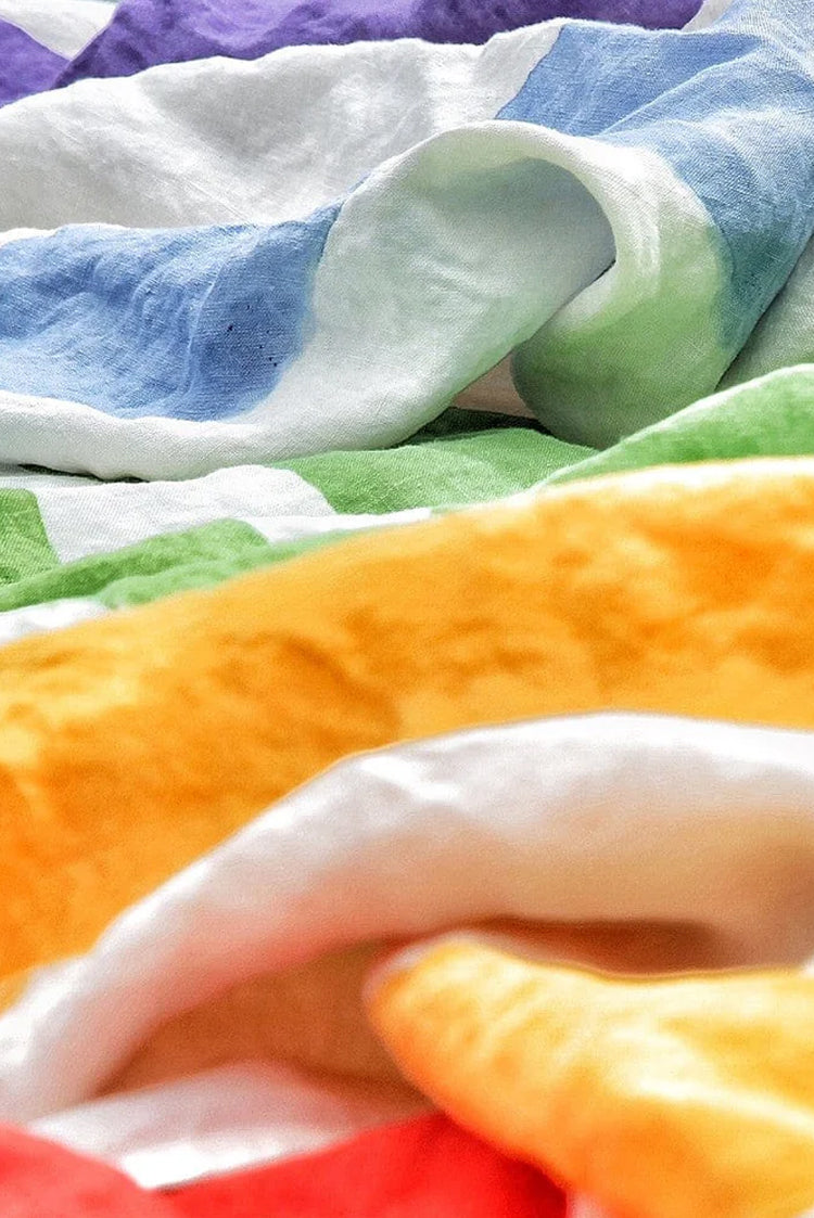 'Peace' Word Linen Tablecloth in Multicolours