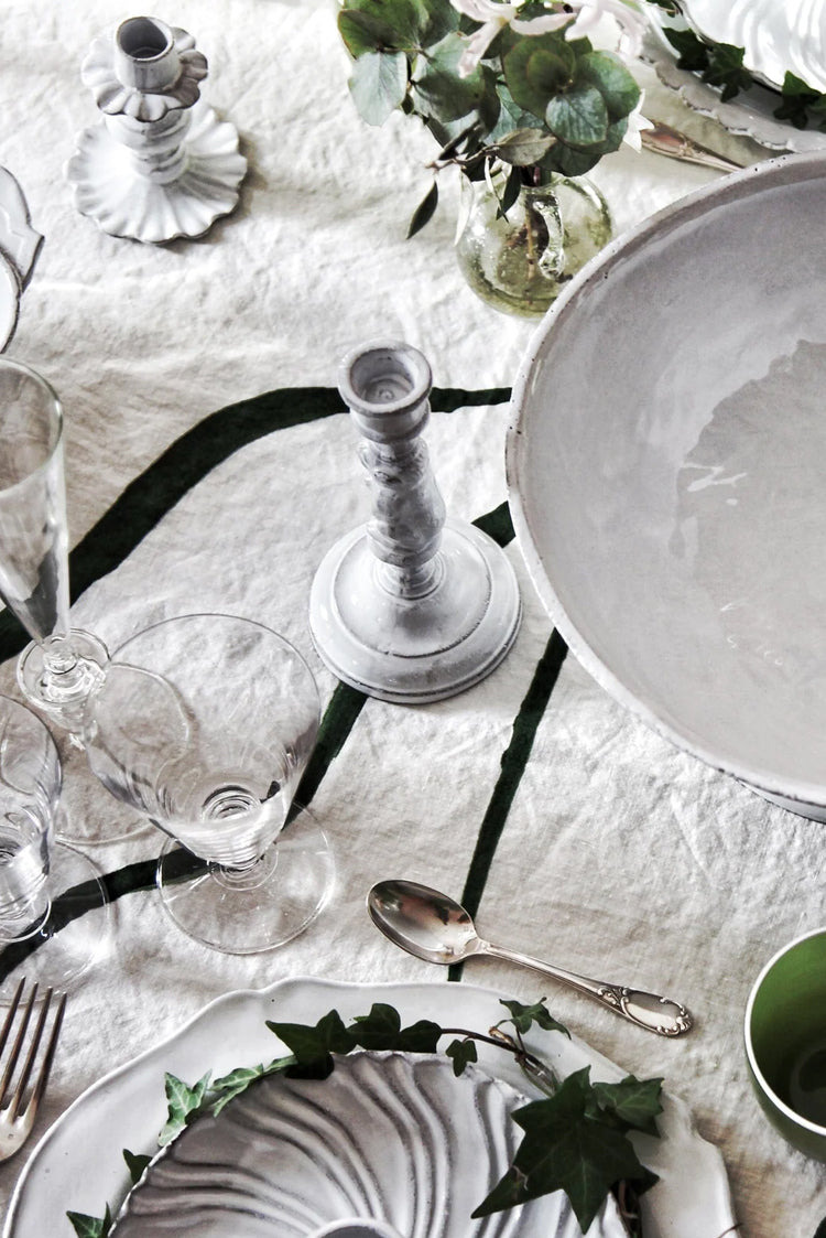 'Ionic Column' Summerill & Bishop x Luke Edward Hall Linen Napkin in Avocado Green, 50x50cm