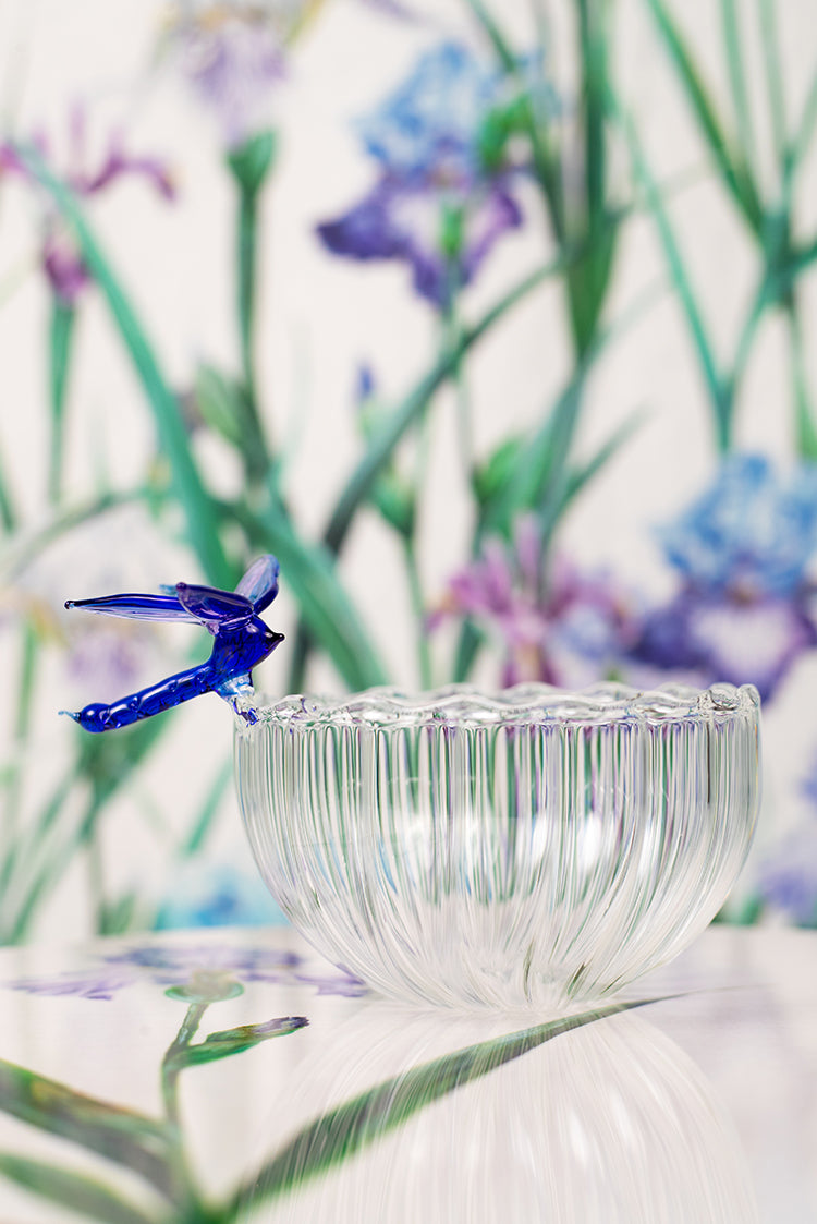 S&B Exclusive Handblown Glass Dragonfly Bowl in Blue