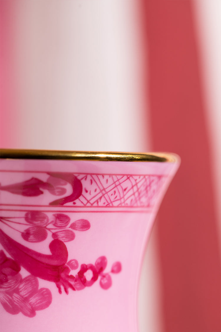 Ginori 1735 Oriente Italiano Pink Gold Rim Ming Vase, 25cm