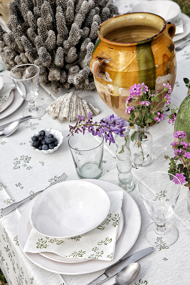 Summerill & Bishop Falling Flower Paper Tablecloth in Avocado Green