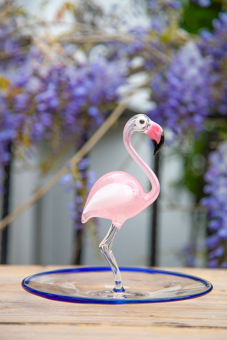 Handblown Glass Flamingo Small Platter, 21cm