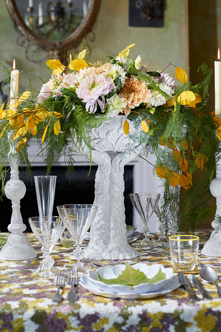 S&B Couture: 'London Plane' Sequin Table Gown in Khaki, Yellow, Dusty Pink and White