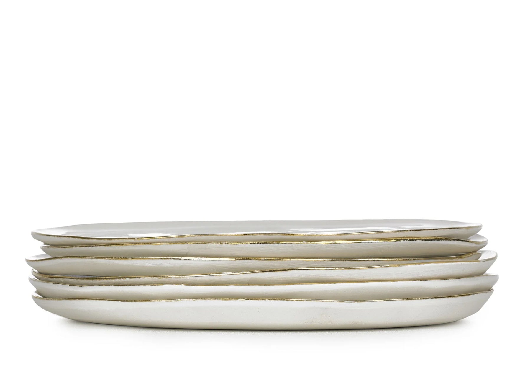 Handmade Ceramic Charger Plate with Gold Rim, 31cm
