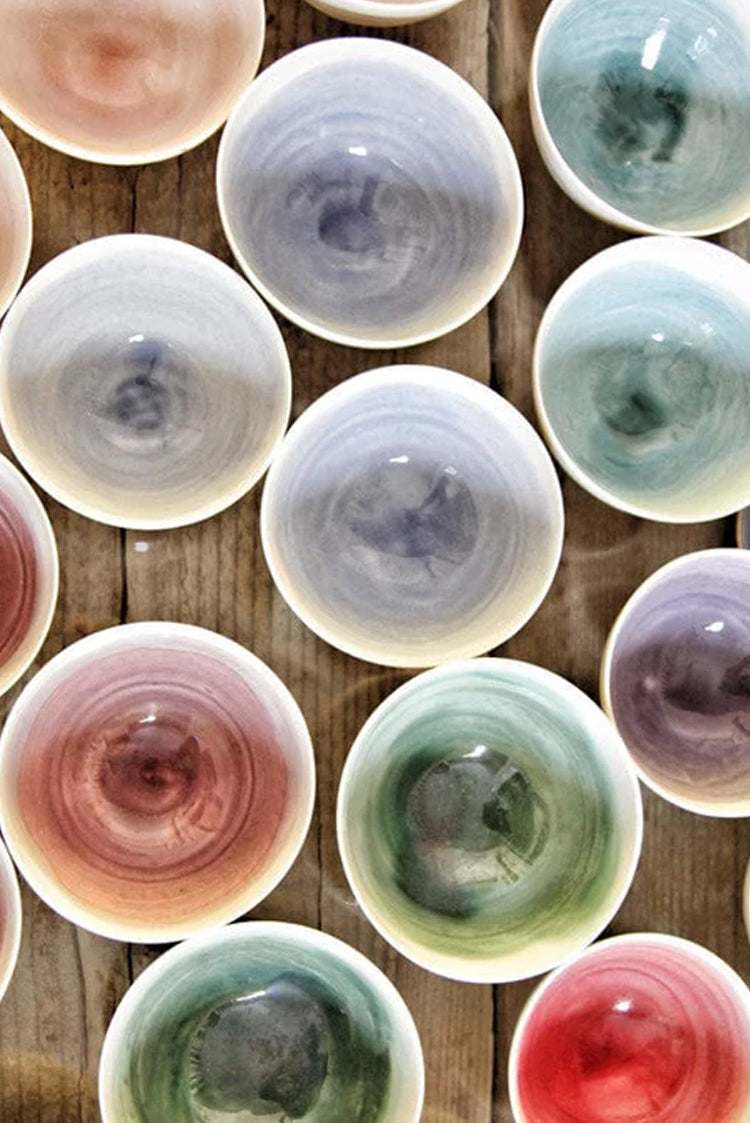 Small Violet Porcelain Bowl with White Edge, 8cm