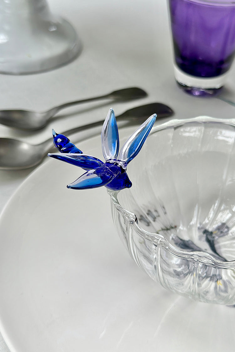 S&B Exclusive Handblown Glass Dragonfly Bowl in Blue
