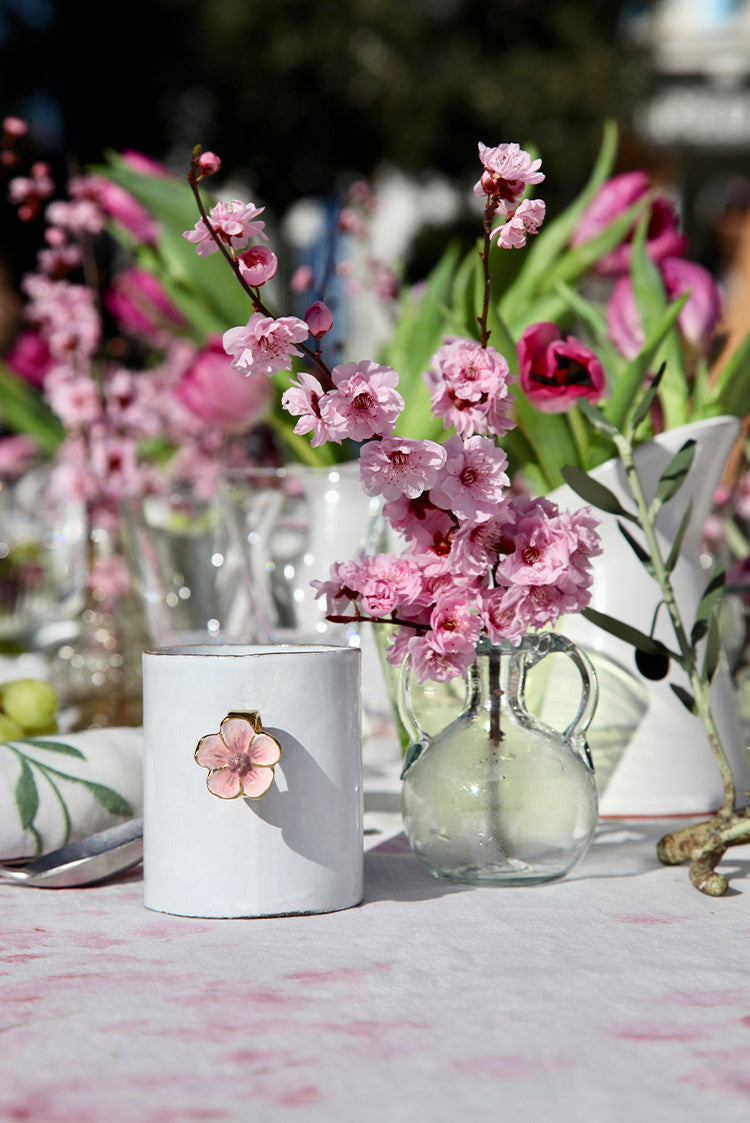 Serena Pink Flower Ring Mug by Astier de Villatte, 10.5cm