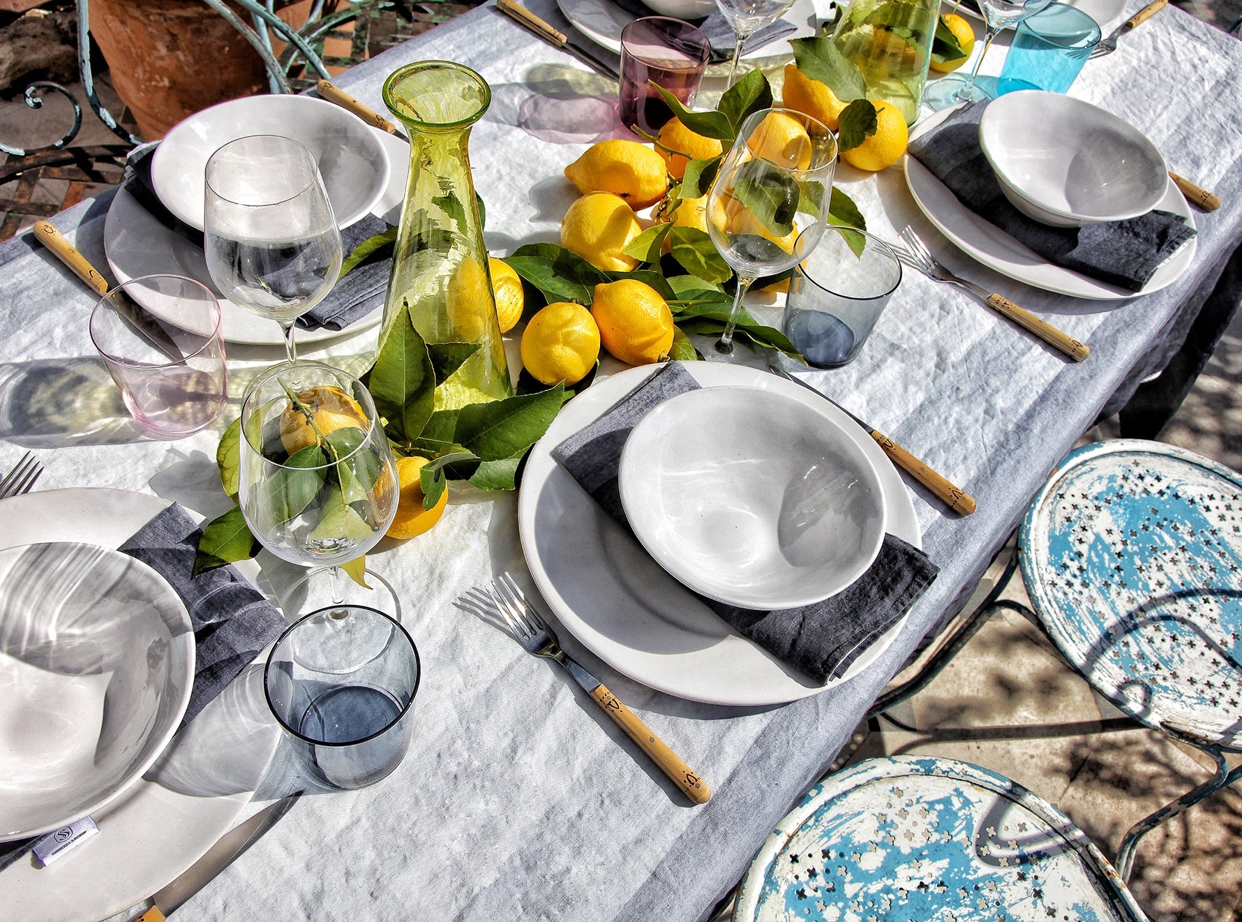'Shades Of Light' Striped Linen Tablecloth