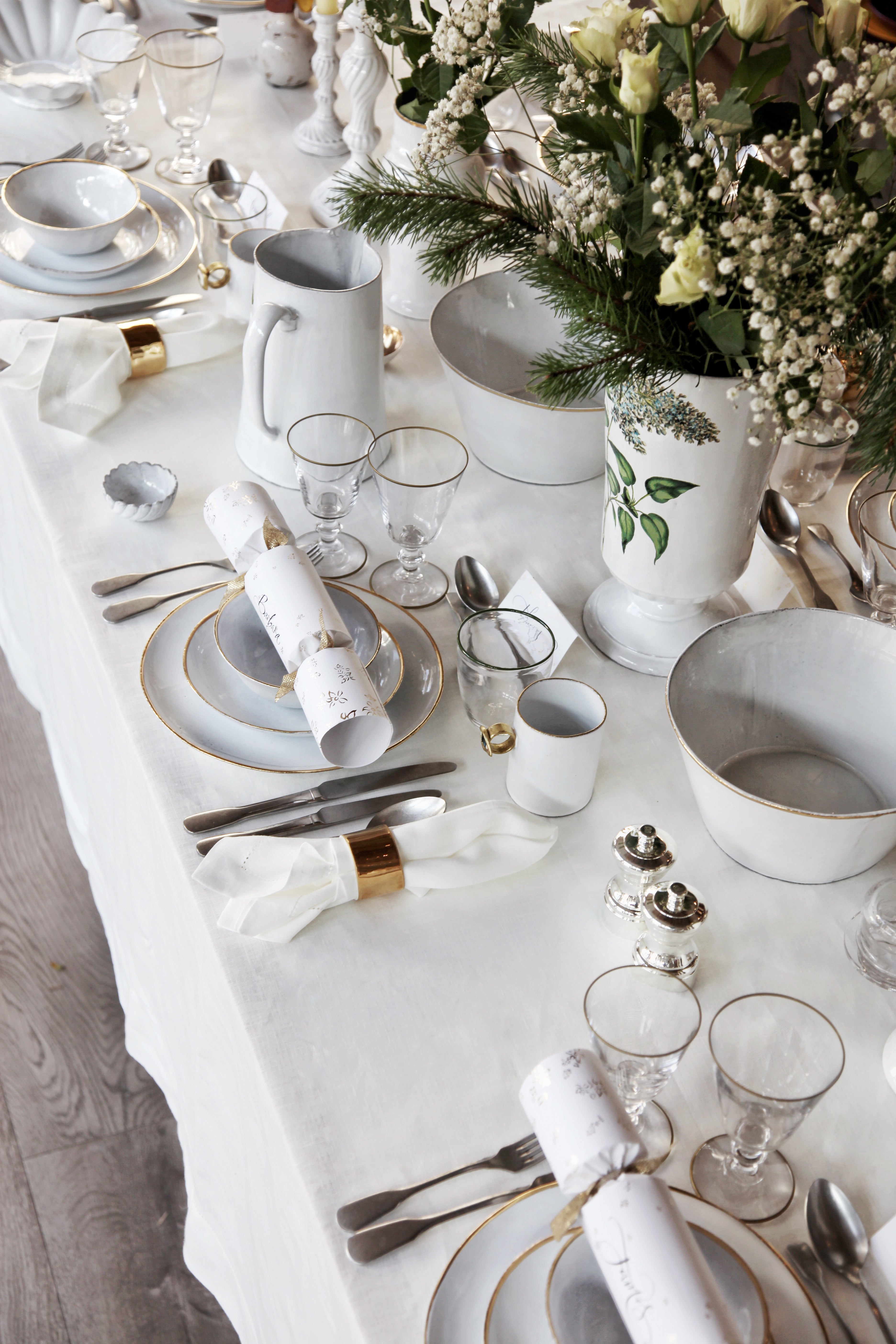 Crésus Salad Bowl with Gold Rim by Astier de Villatte, 25cm