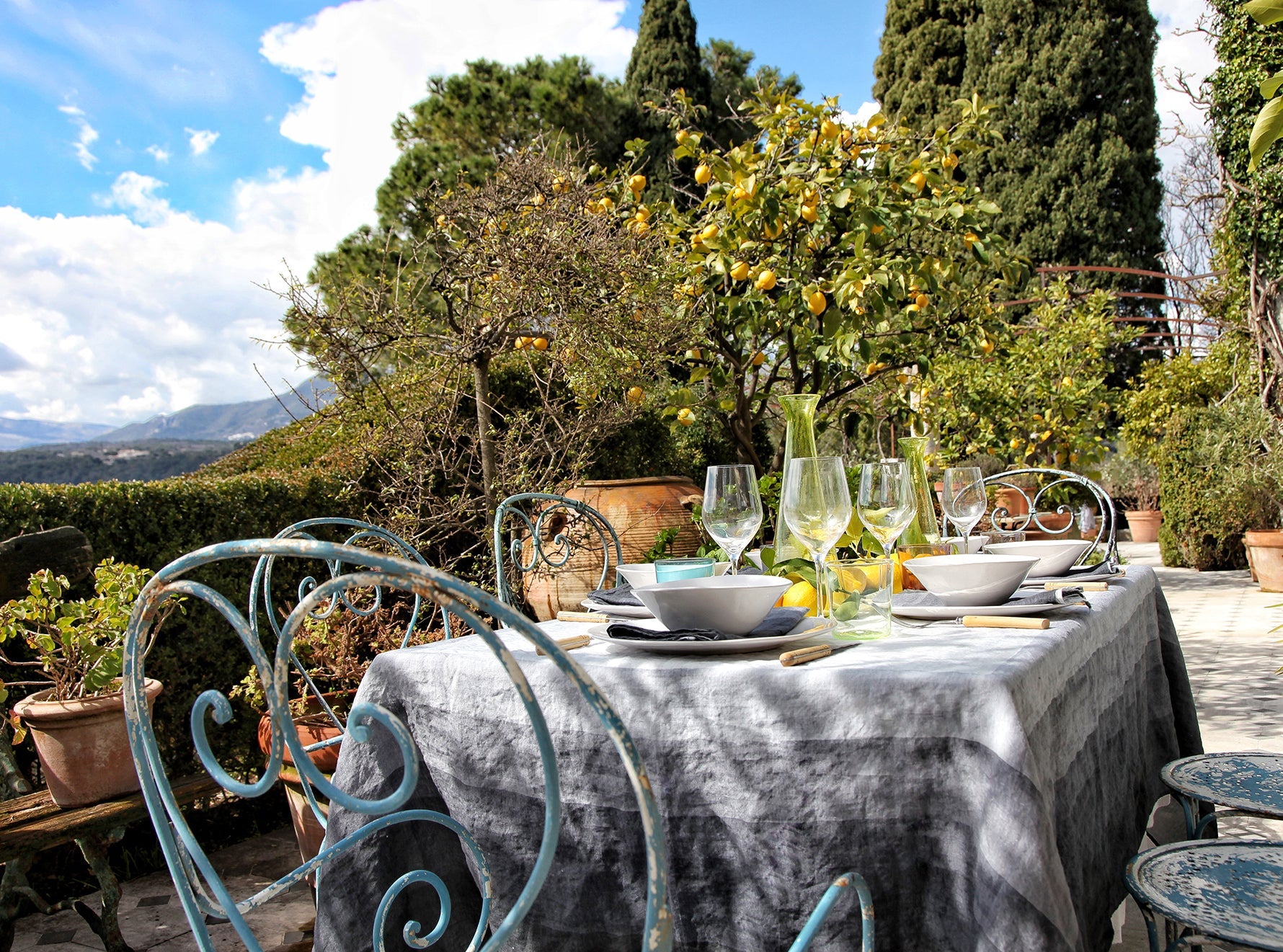 'Shades Of Light' Striped Linen Tablecloth