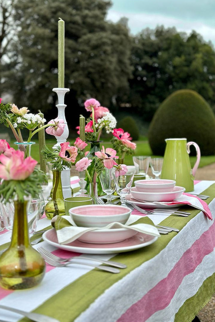 Handblown Glass Bumba Jug in Apple Green and Rose Pink, 3lt