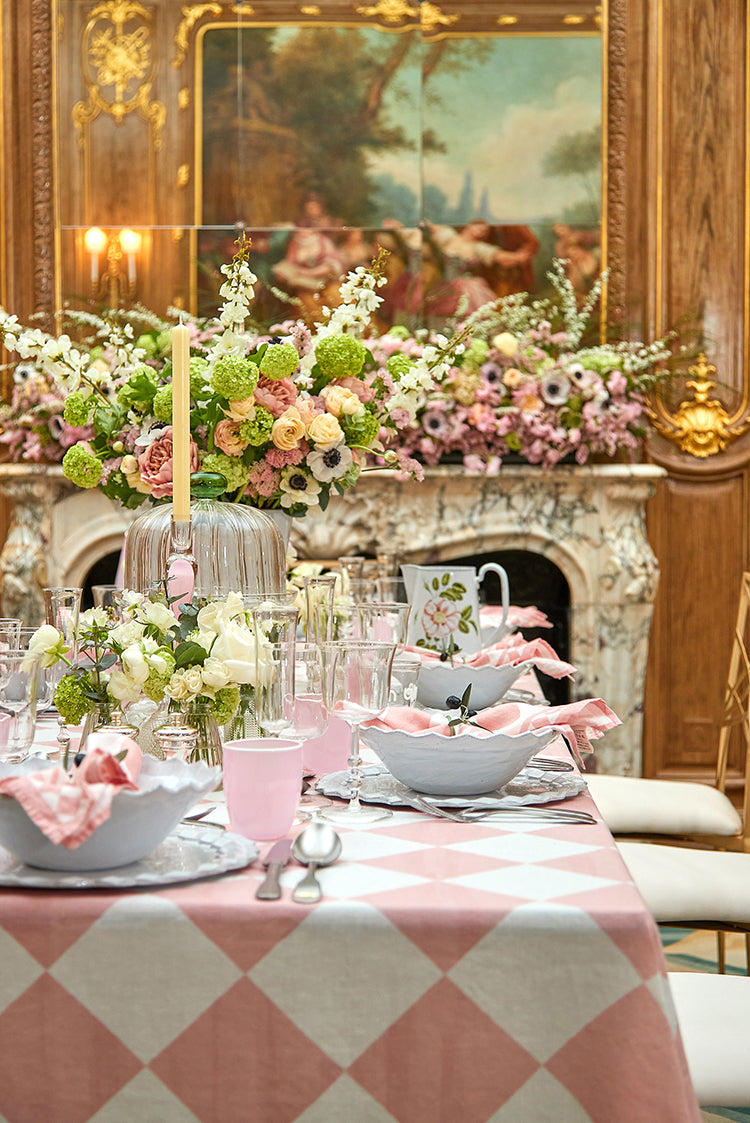 'Pink Check' Summerill & Bishop x Claridge's Linen Napkin, 50x50cm