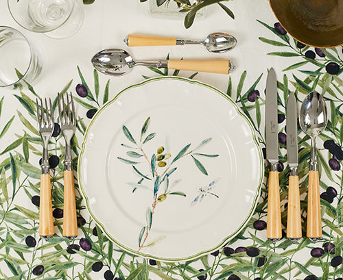 Olive Branch Scalloped Dinner Plate With Navy Dragonfly, 26cm