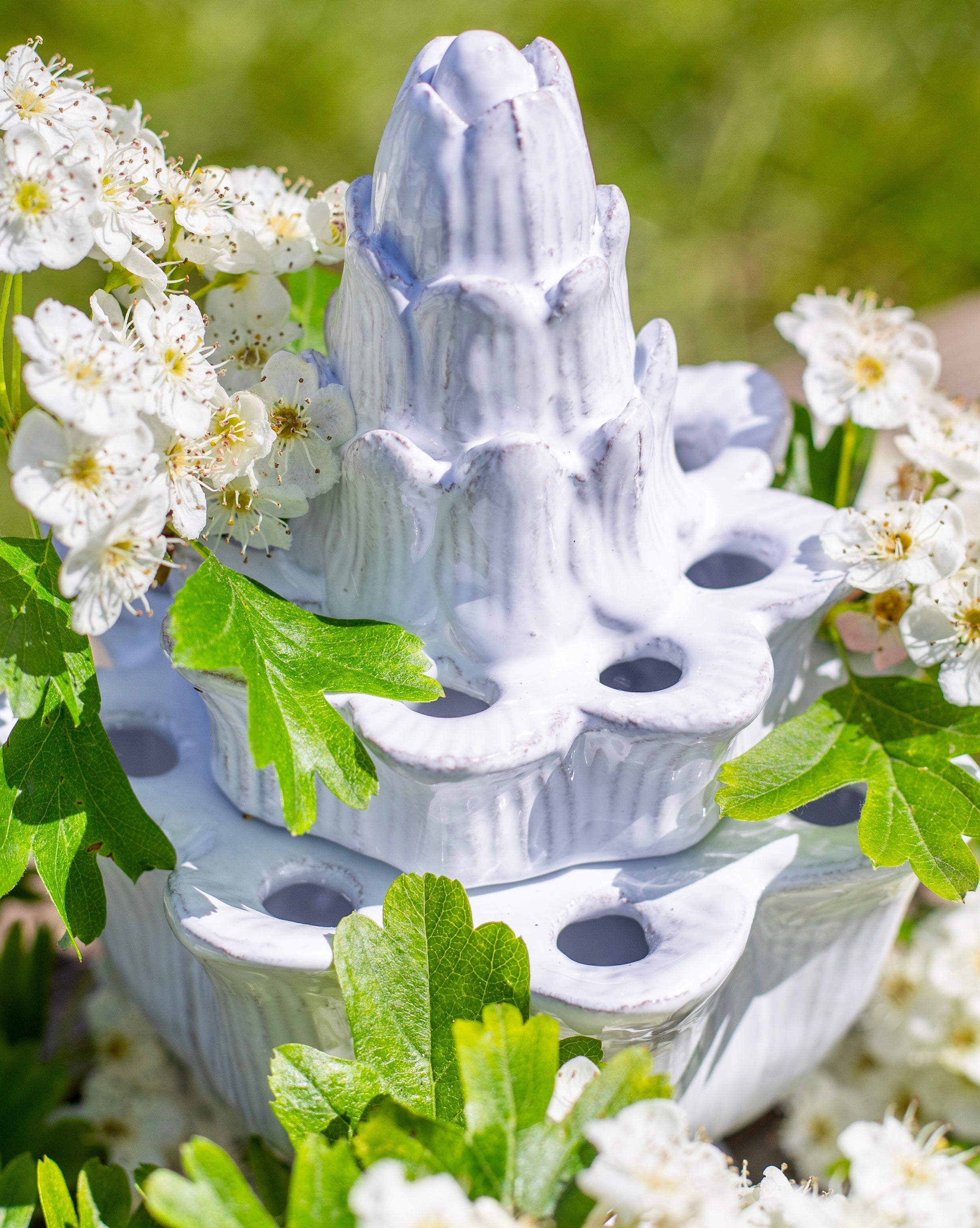 White Ceramic Pique Flower Holder by Astier de Villatte, 17cm