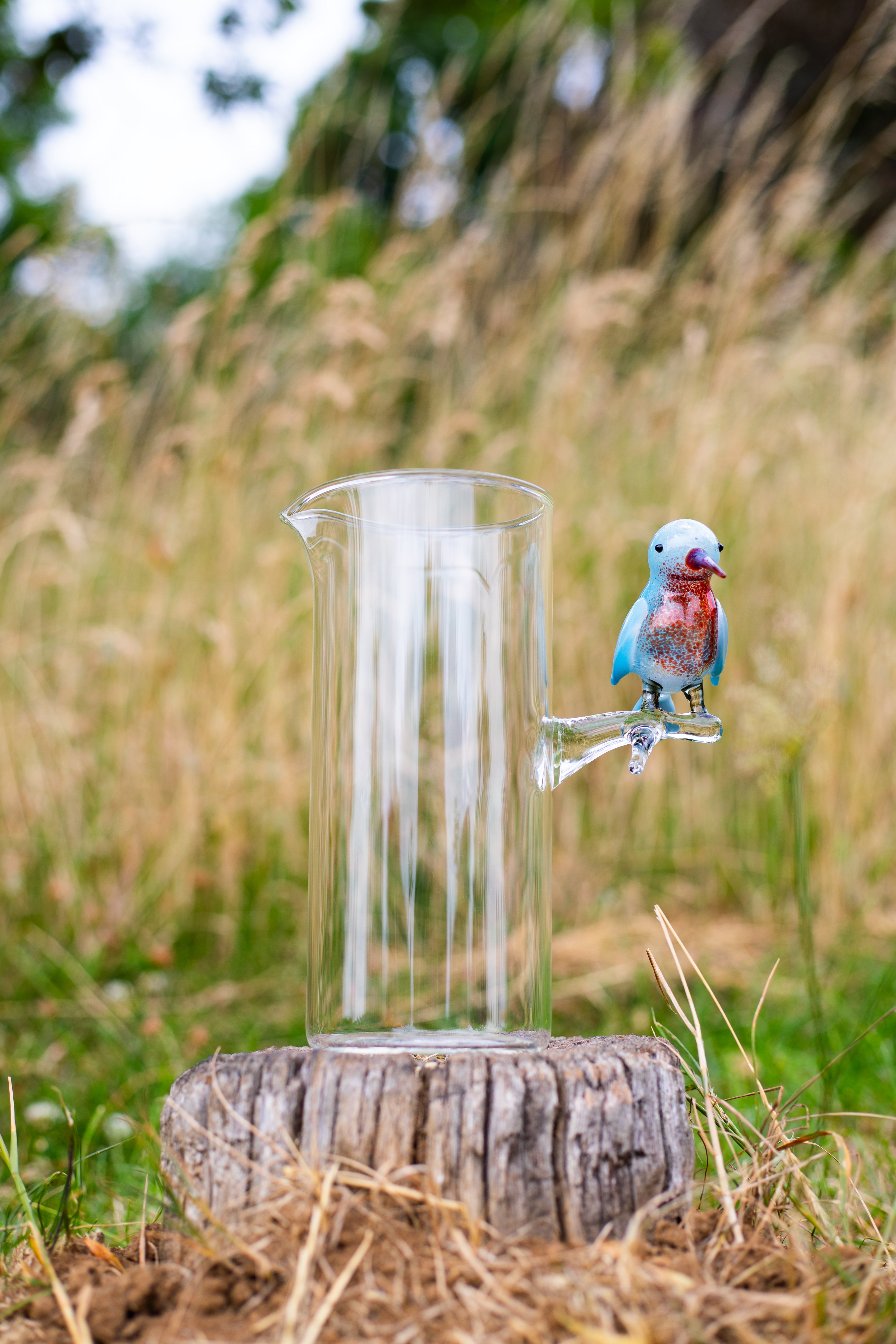 Handblown Glass Hummingbird Carafe, 22cm