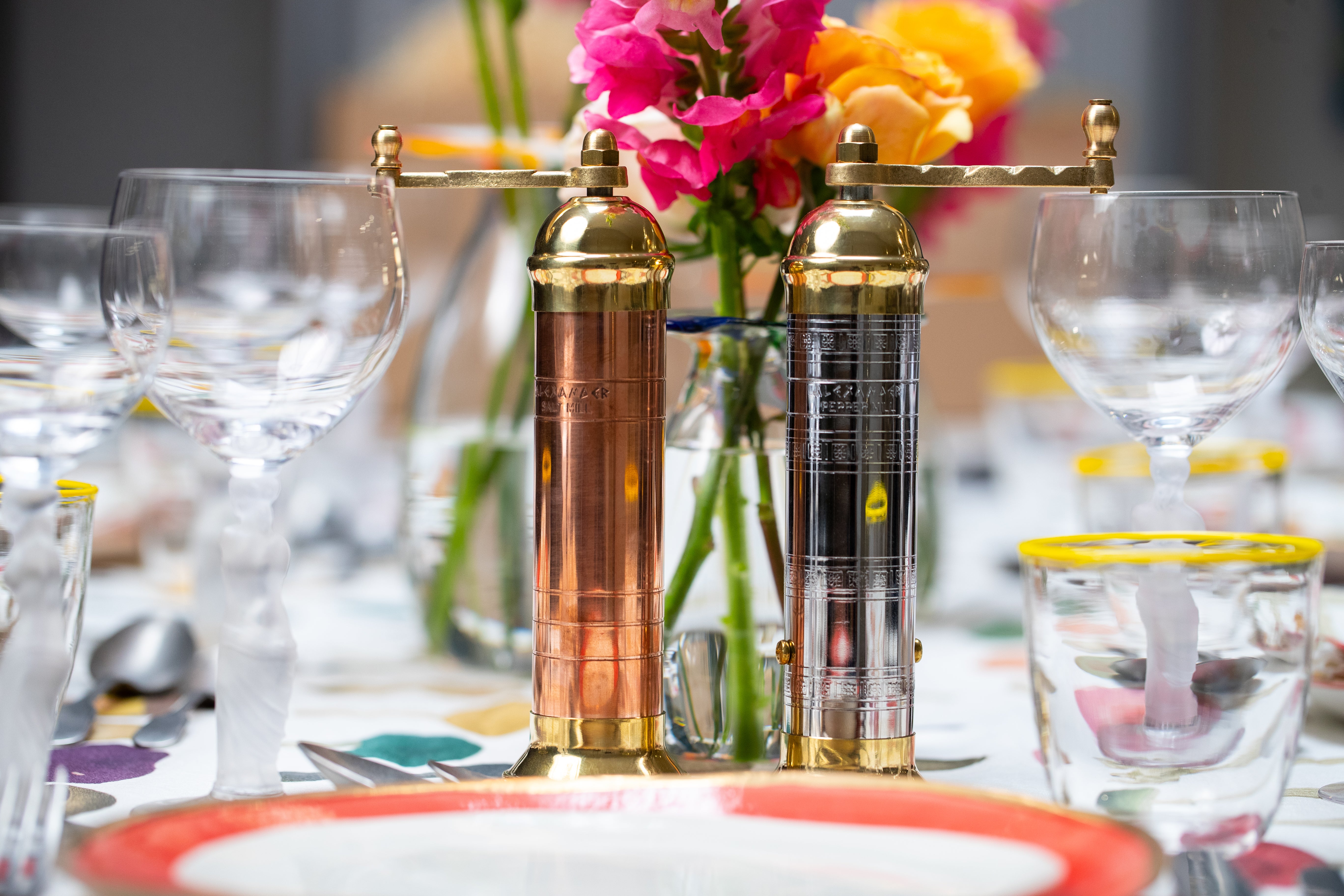 Atlas Chrome Gloss & Polished Brass Salt & Pepper Mills, 20.5cm