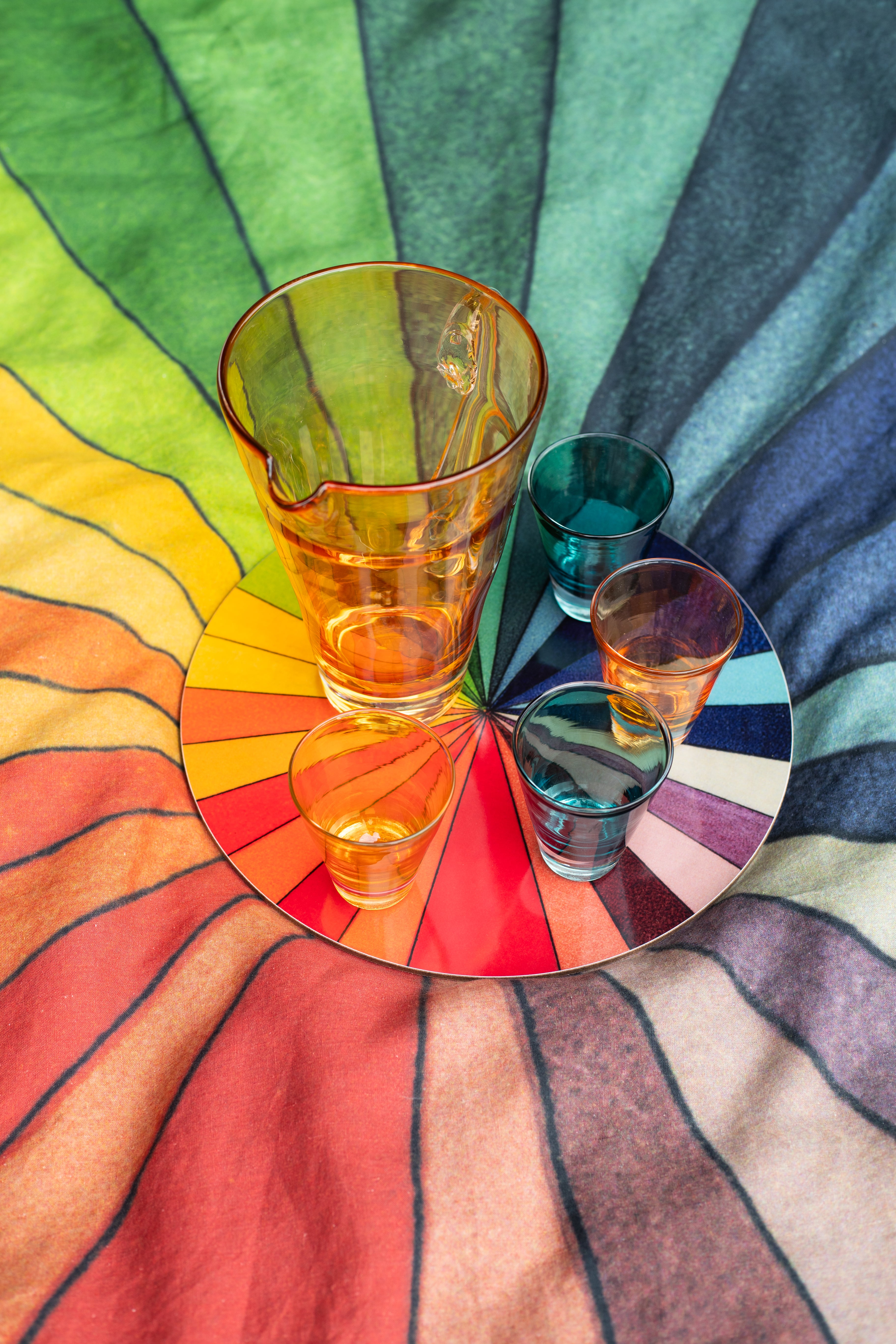 S&B x John Derian 'Colour Wheel' Round Occasional Linen Tablecloth, 165cm