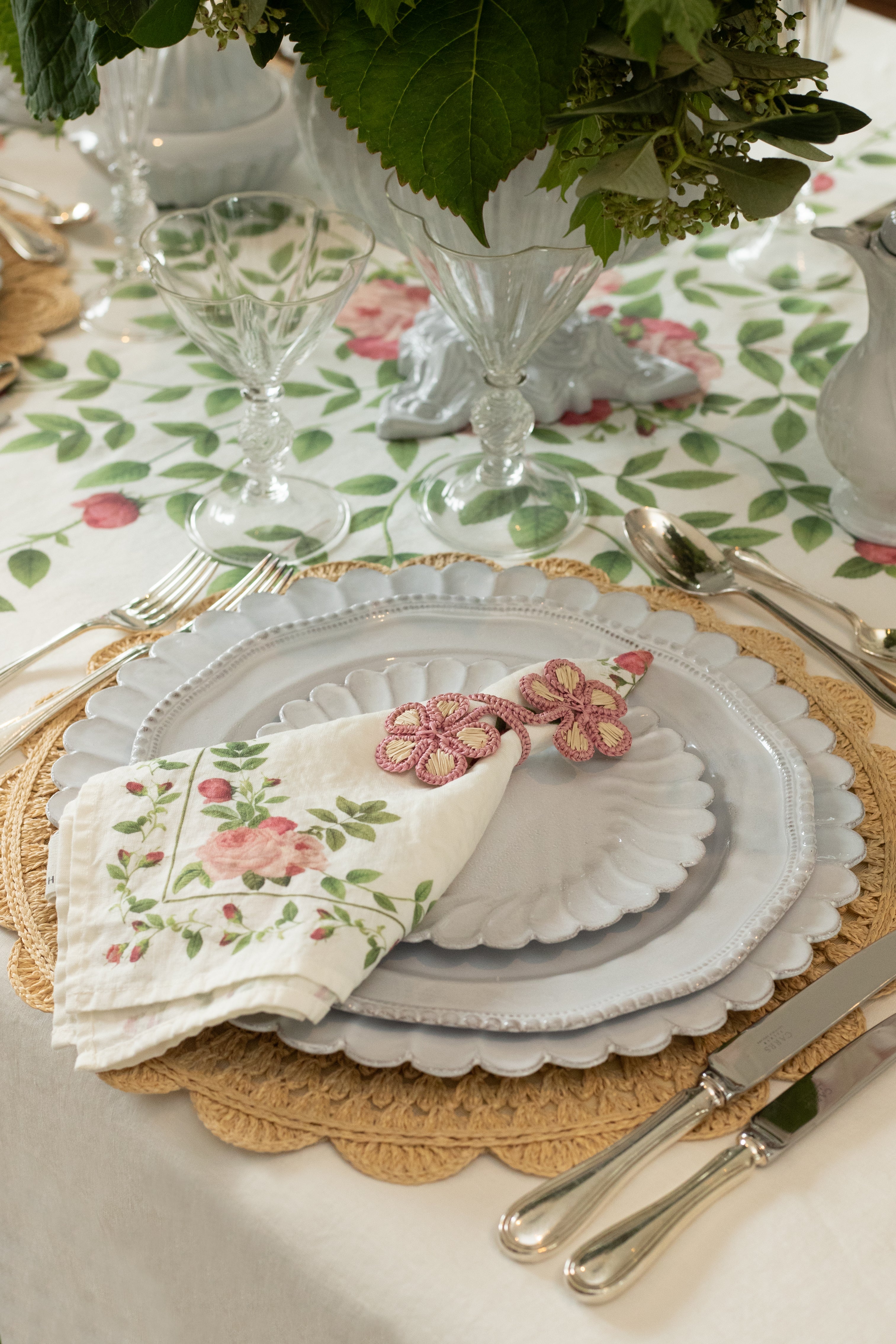 'Rose Trellis' Linen Napkin, 50x50cm